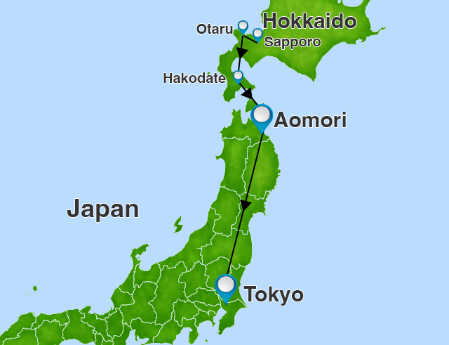  Hokkaido + Aomori Food & Foliage Tour route map