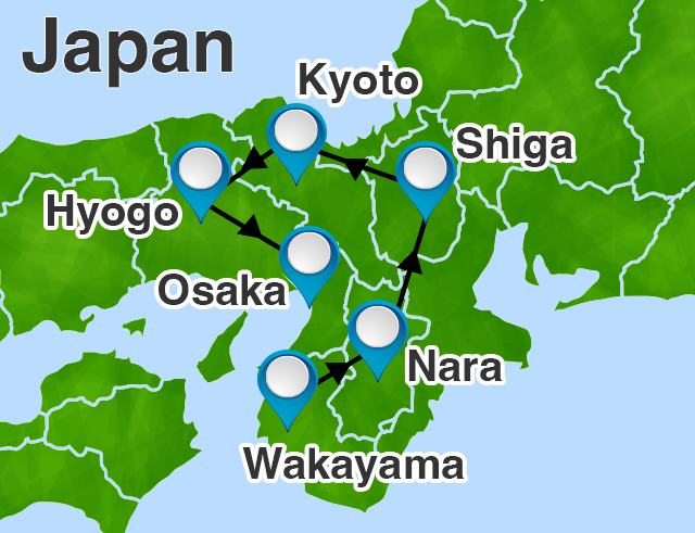   Taste of Kansai Tour 2024 route map