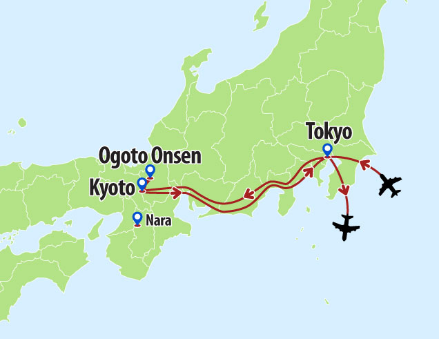 Japan for Two-A 8 Days tour route map