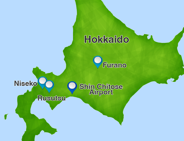 Hokkaido Sky Resorts map