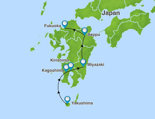Japan Hightlight 10-day tour route map