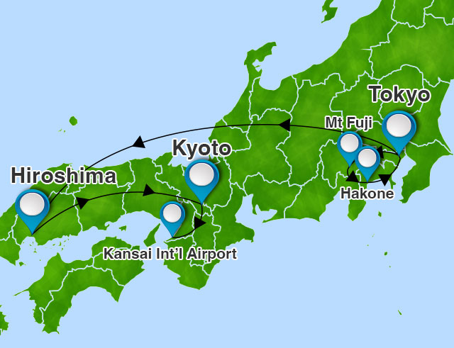 Excursion Japan 9 Days map