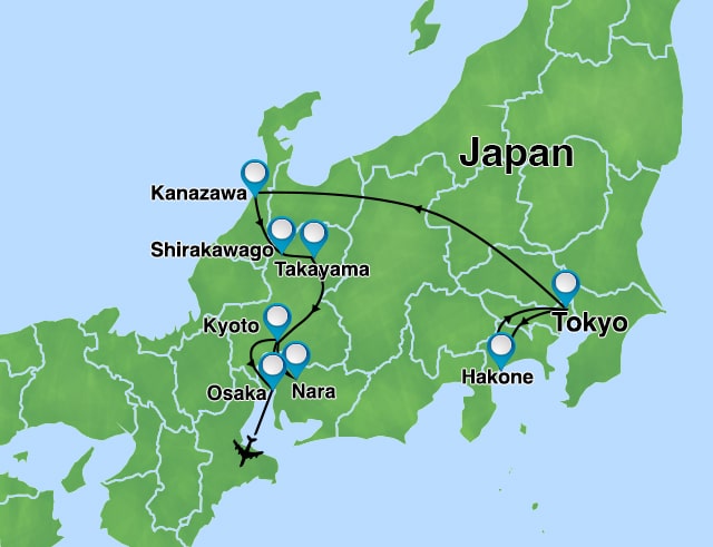 Golden Route 11-day tour route map