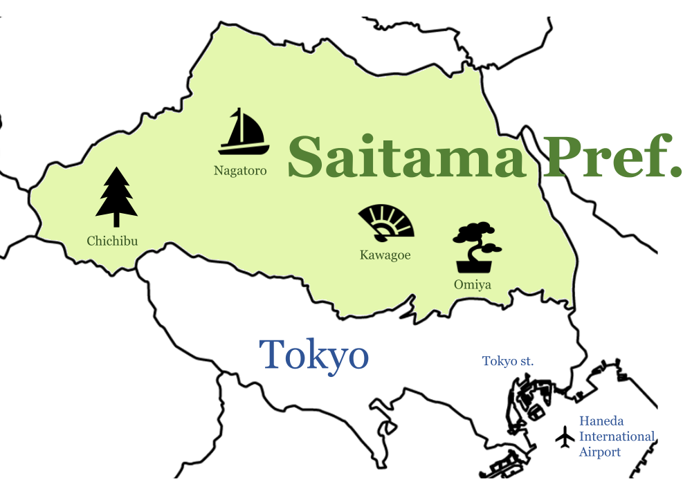 Map of Saitama - Just north of Tokyo
